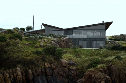 Island Retreat on Rocky Cliff